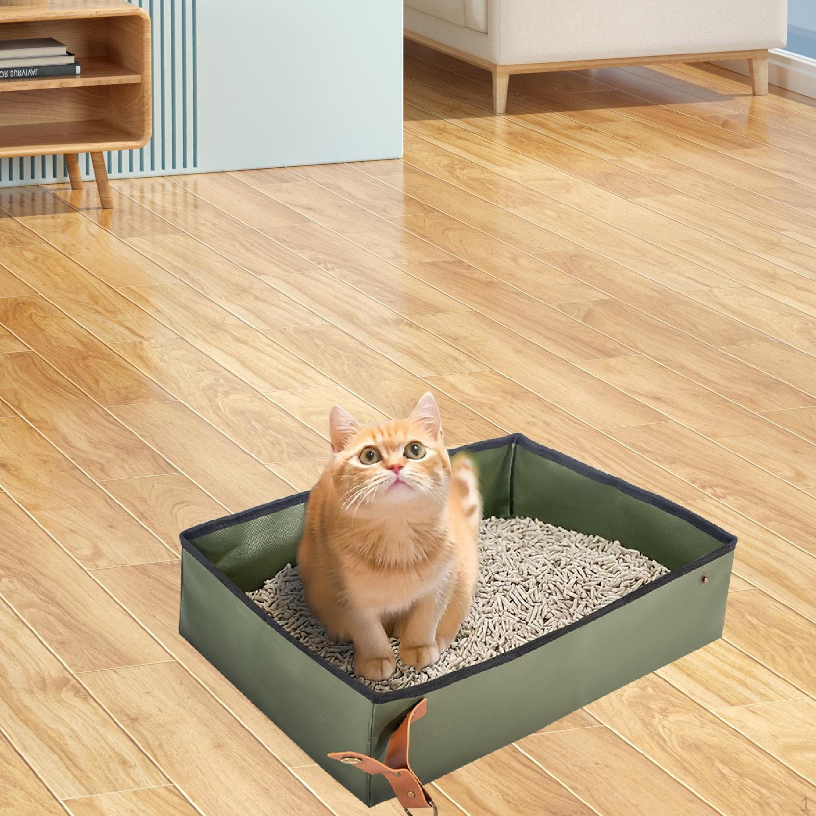 Bandeja Dobrável para Caixa de Areia de Gato Viagem Compacta para Gatos de Interior Suprimentos para Animais de Estimação Vaso Sanitário