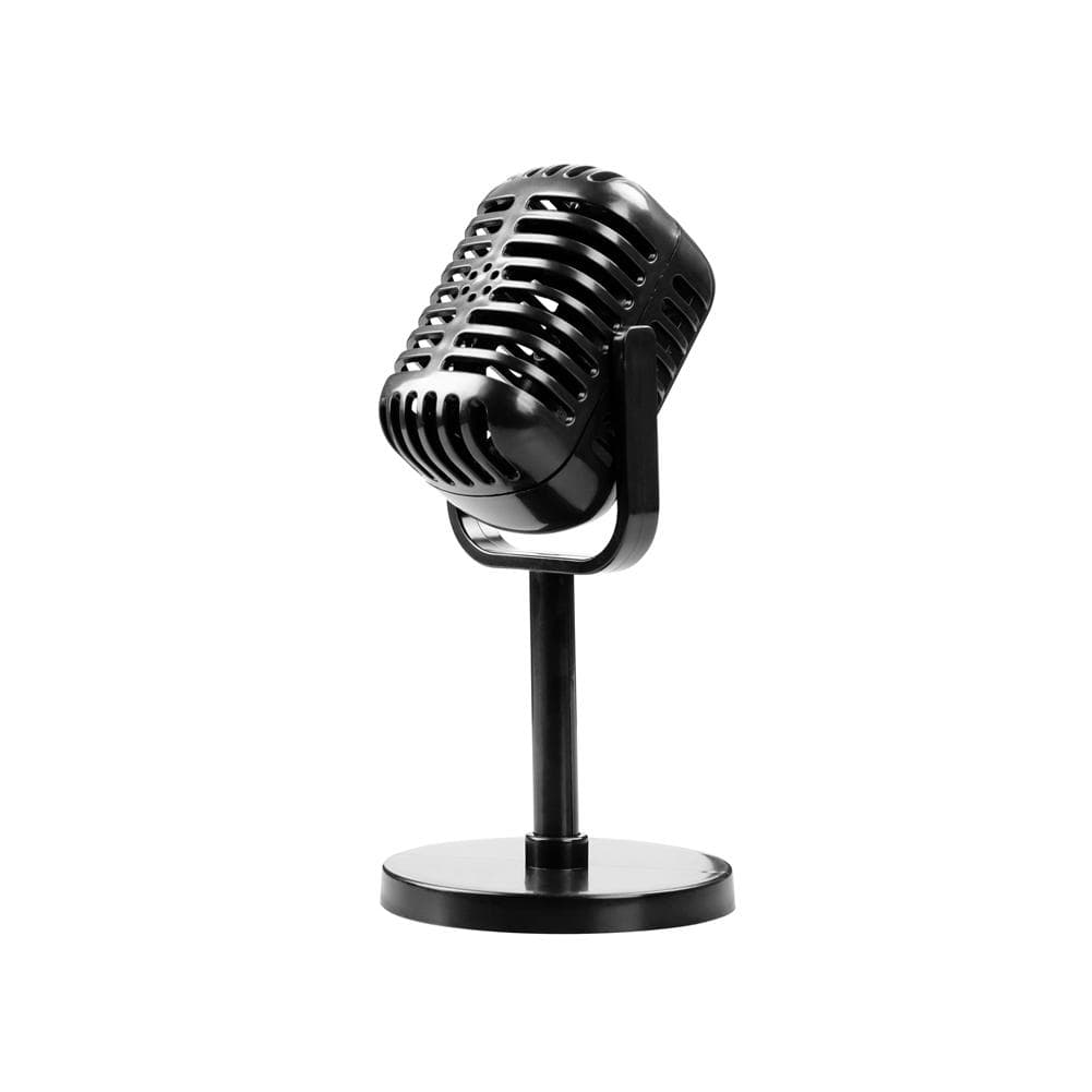Adereços de simulação microfone vintage estilo vocal clássico microfone encenado acessório de fotografia prata