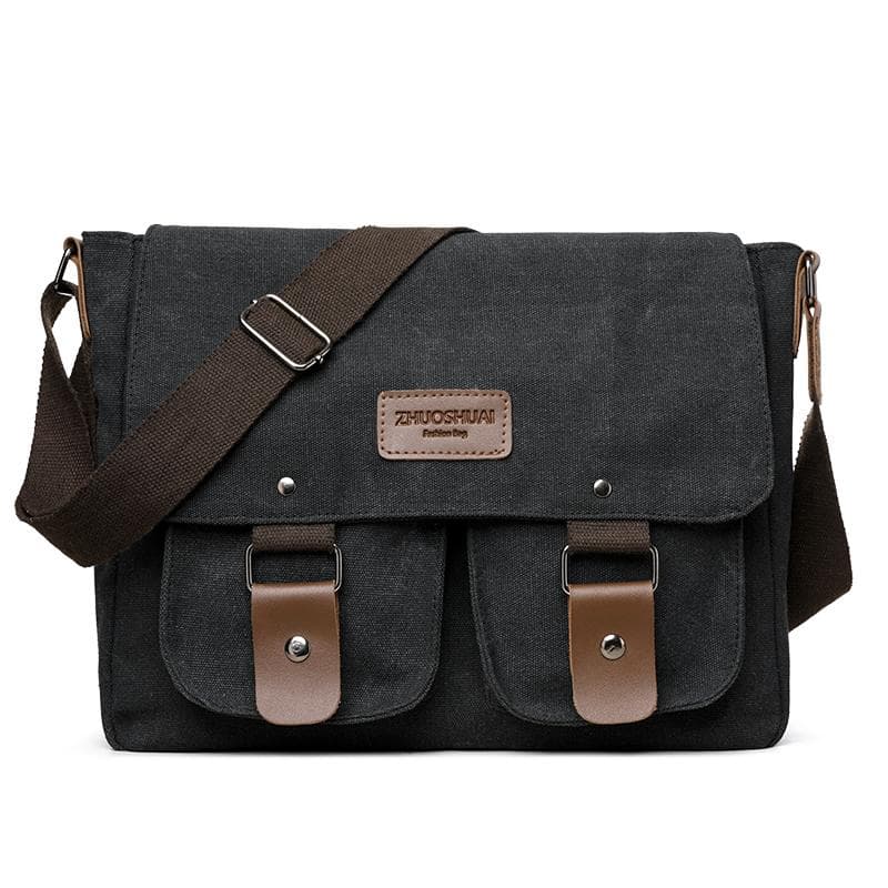 Bolsa Mensageiro Masculina de Lona Retrô - Resistente à Água Pasta Satchel para Laptop para Faculdade e Trabalho caqui