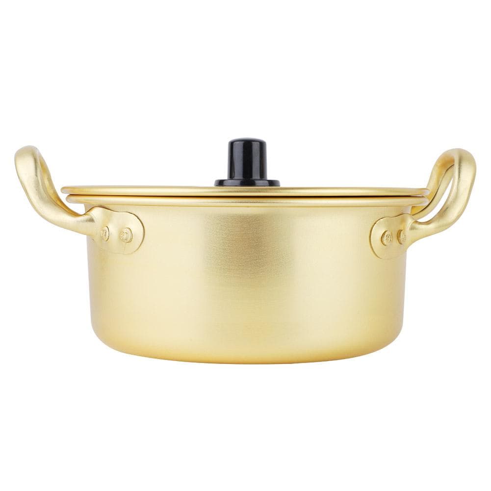 Panela de macarrão ramen coreana Panela de alumínio amarela coreana Panela de macarrão instantâneo (20 cm)