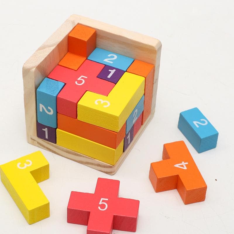 Quebra-Cabeças Coloridos de Blocos de Madeira, Cubo Mágico Clássico Luban Lock 3D, Jogo Intelectual para crianças e adultos