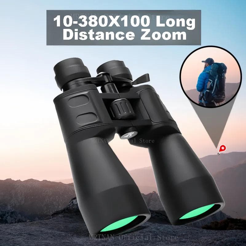 Telescópio Profissional Zoom 10-380X100 Binóculos HD Potentes BAK4 Binóculos de Longa Distância para Caça com Pouca Luz