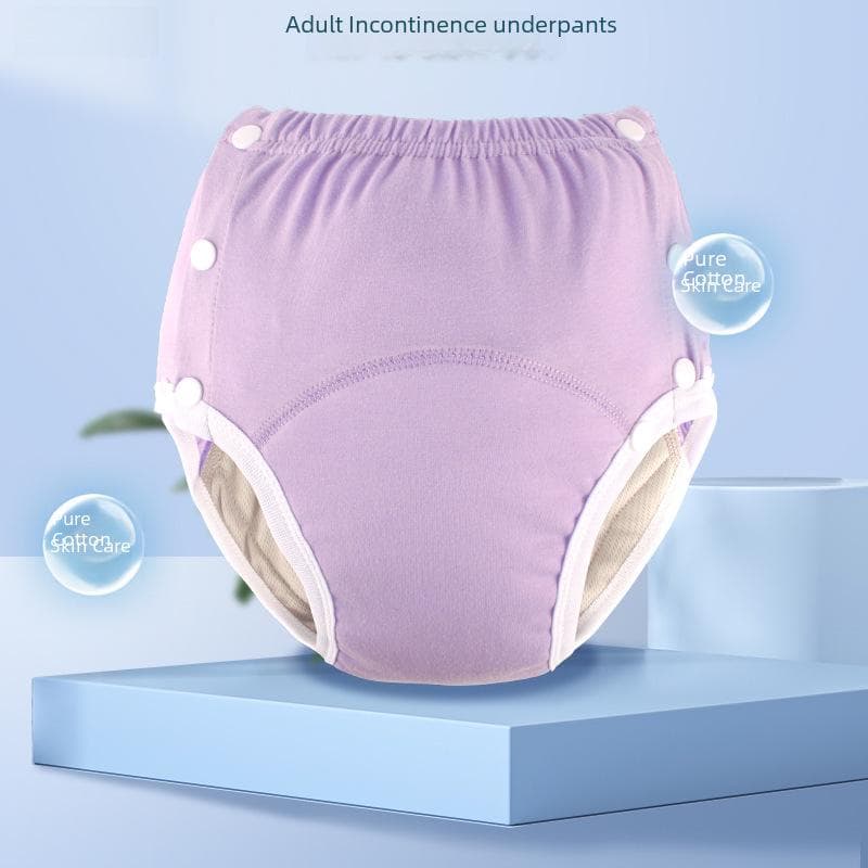 Roupa íntima de algodão lavável e à prova de vazamentos para incontinência cinza clara