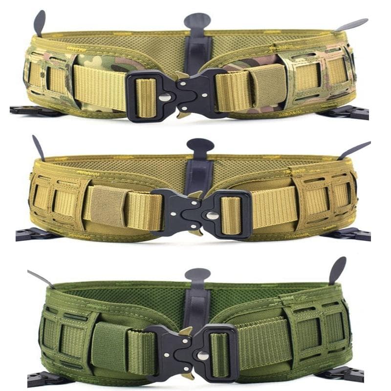 Conjunto de cinto de batalha tático airsoft molle cinto fino guerra caça militar verão inverno universal molle cinto sistema revista preto