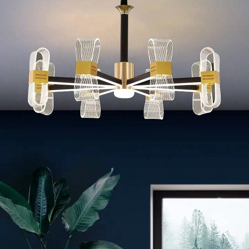 Lustre moderno de ferro forjado em acrílico para sala de estar, luminárias nórdicas para sala de jantar e quarto
