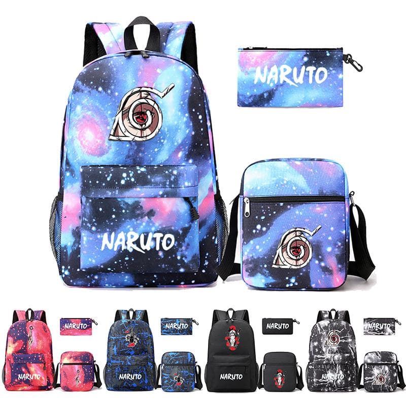3 Pçs/set Anime Naruto Mochila com Bolsa de Ombro Estojo de Lápis para Menino Menina Mochila Mochila Homens Mulheres Lazer Bolsa de Viagem