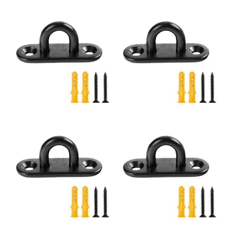 4Pcs Stainless Steels Pad Eye Plate Marine Hardware Hook Heavy Duty Ceiling Hook with Screws Staple Hook Enduring  9mm