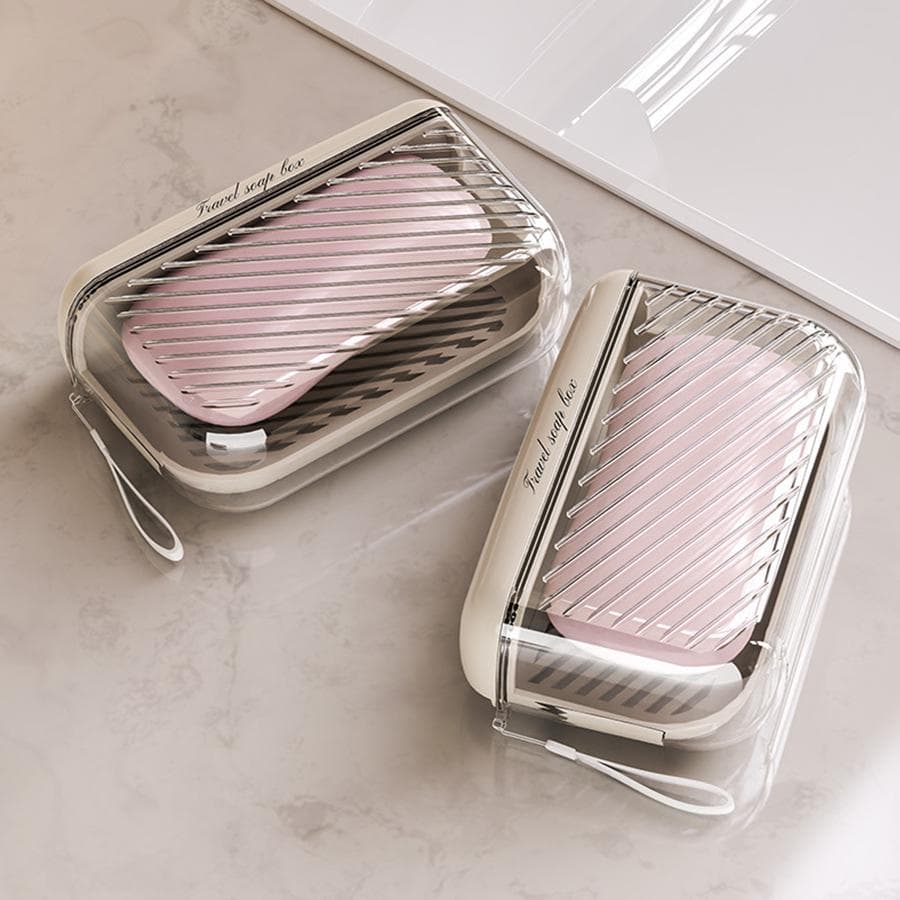 Saboneteira de Viagem Rosa com Tampa Selante Transparente Caixa de Sabão Portátil Turismo ao Ar Livre Suporte para Sabão de Banheiro Recipiente de