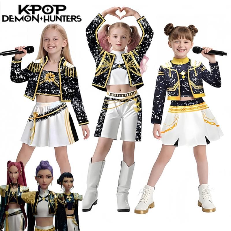 KPop Caçadores de Demônios Mira Rumi Zoey Roupas Impressas em 3D Moda de Filme Fantasia Cosplay Halloween Carnaval Escola Per 110cm