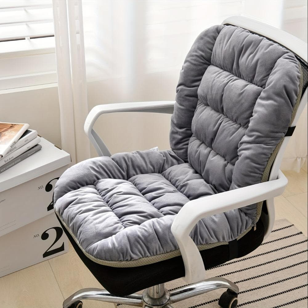 Almofada ergonômica para cadeira de escritório com encosto integrado - Almofada de assento de poliéster espessa e lavável para conforto e suporte,