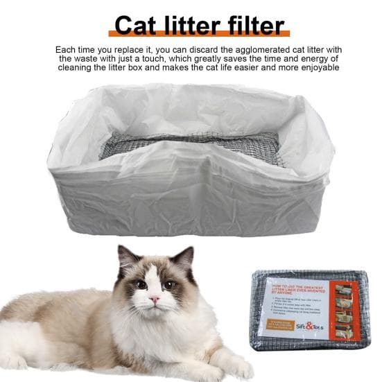 Pacote com 10 forros para caixa de areia para gatos, saco de peneiramento reutilizável para cocô, saco de peneiramento para areia de animais de