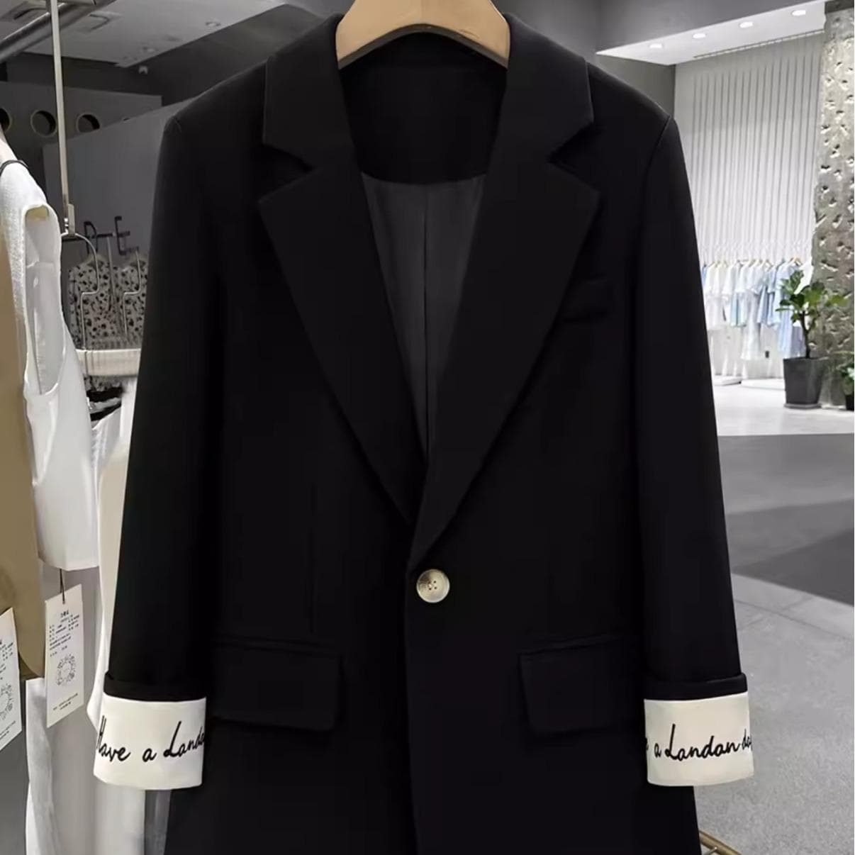 Women's Black High-End Minimalist Embroidered Blazer - 2025 Spring/Autumn Street Style Fashion cm preto