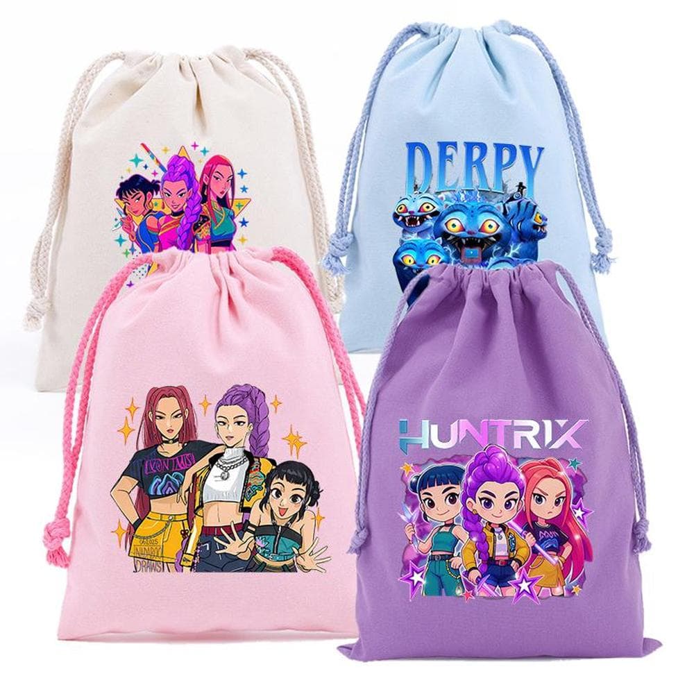 Saco de Cordão para Armazenamento de Caçadores de Demônios KPop Música Desenho Animado Festa Biscoitos Embalagem de Doces Sacos de Presente para