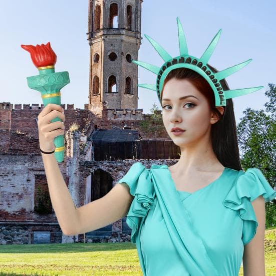 Estátua da Liberdade Headband Coroa Tocha Cosplay Lady Liberty Traje Acessórios 4 de Julho Dia da Independência Tiara de cabelo