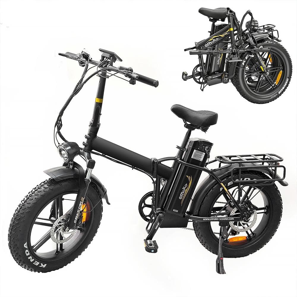 Bicicleta Elétrica Dobrável EMOKO C94 20  Motor 1000W Bicicleta Elétrica Urbana 48V 35AH Autonomia Máxima 200Km 7 Velocidades Preto preto