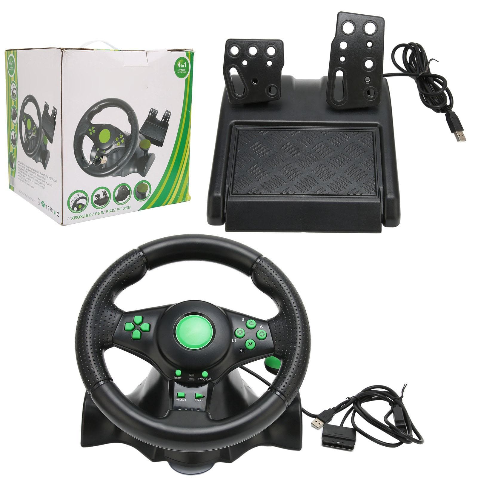 Volante de corrida para PC, volante de corrida de carro de 180 graus com pedal para jogo de corrida