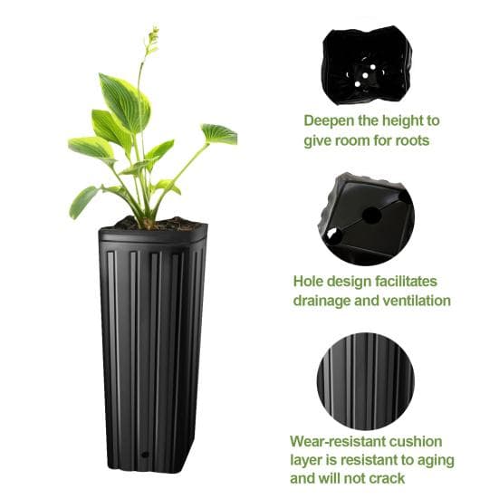 Vasos profundos para berçário de plantas, com furos de drenagem, alta taxa de sobrevivência, anti-rachaduras, germinação de flores, acessórios