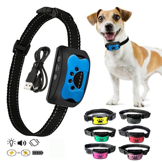 Coleira anti-latido para cães, dispositivo de treinamento para cães com 7 níveis de sensibilidade ajustáveis e vibração para todos os cães