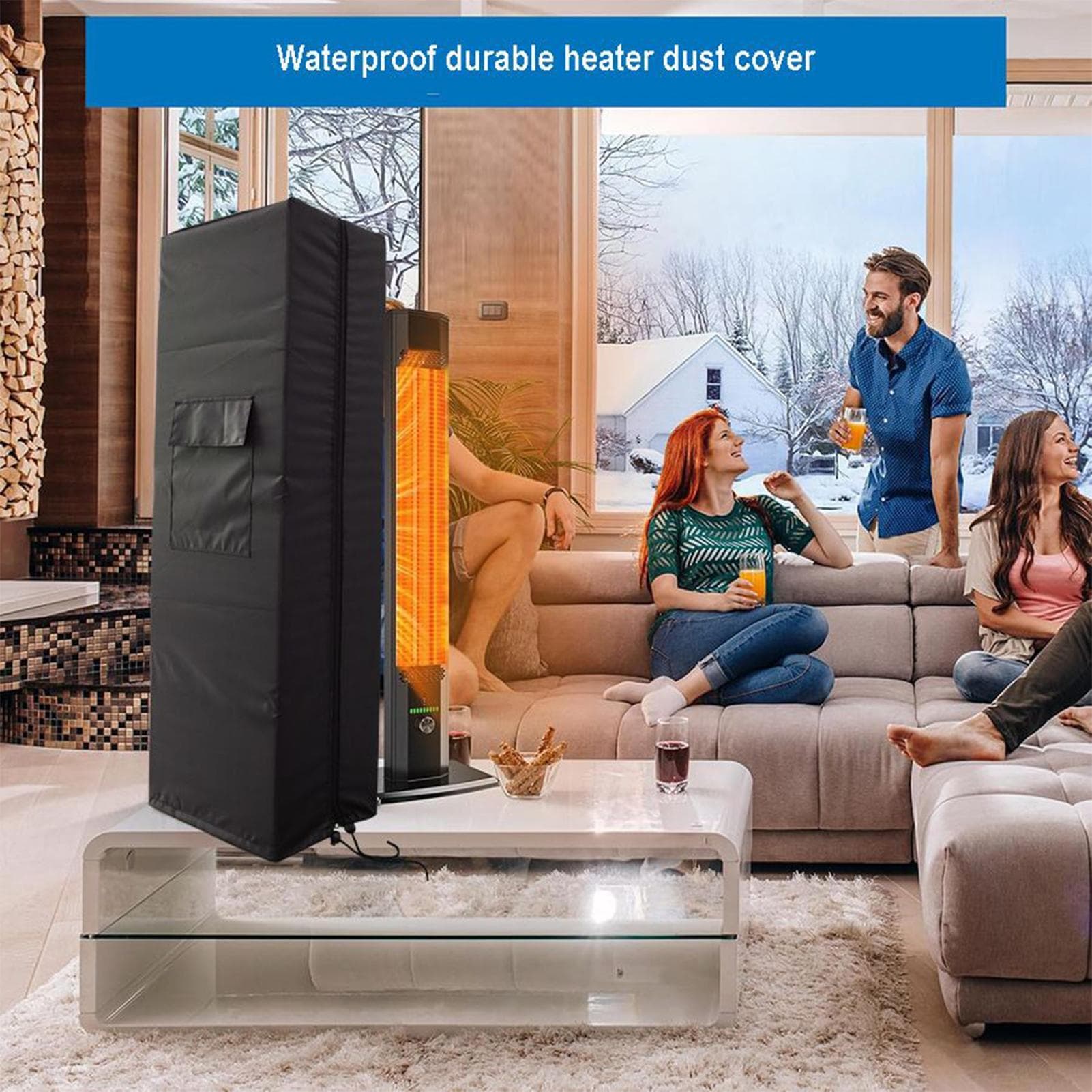 Patio Heater Cover Adjustable Protector Waterproof With Zipper Patio Heater Covers Waterproof Heavy Duty For Outside Winter Home preto