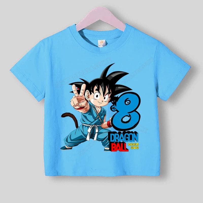 Camiseta de Algodão Menino Dragon Ball Número Roupas de Aniversário Anime Crianças Camisetas de Manga Curta para Crianças Tops Cartoon de Verão