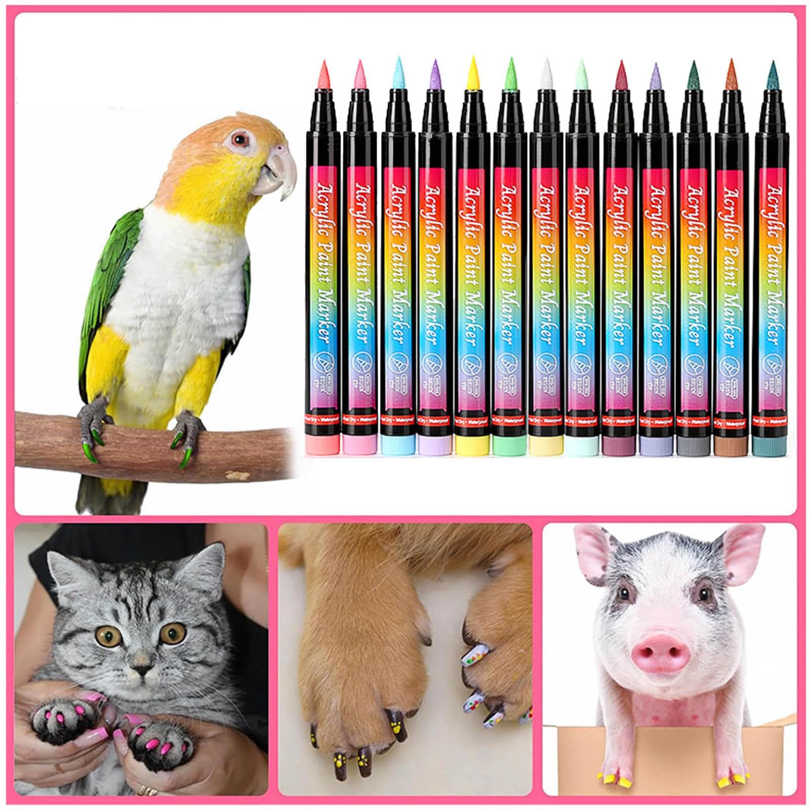 Canetas de esmalte para animais de estimação 12 cores removíveis e seguras para unhas de gato, canetas de esmalte para gatinhos para cães, gatos,