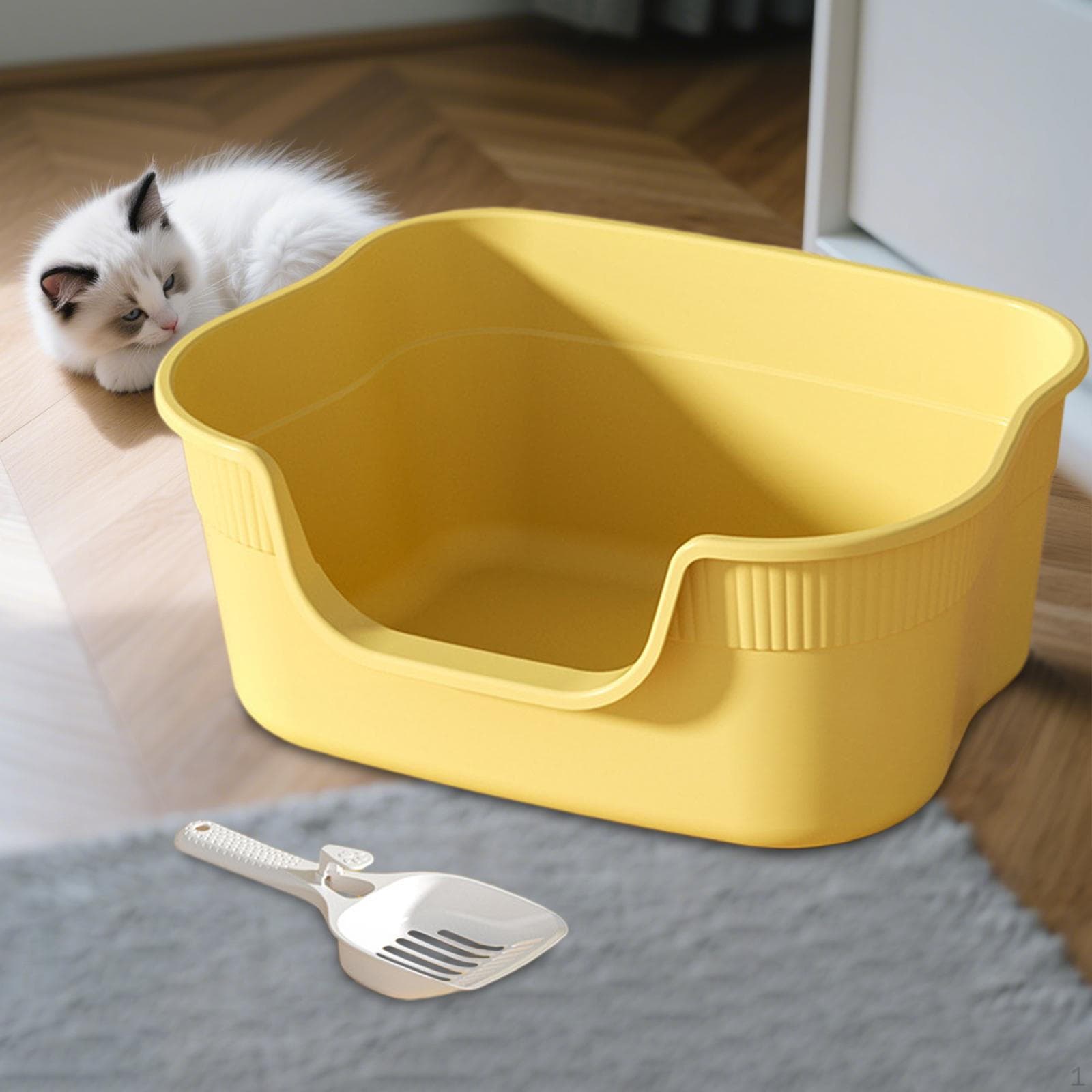 Caixa de Areia para Gatos Pequenos e Grandes Suprimentos para Animais de Estimação Bandeja Sanitária para Gatinhos Caixa de Areia cinza clara