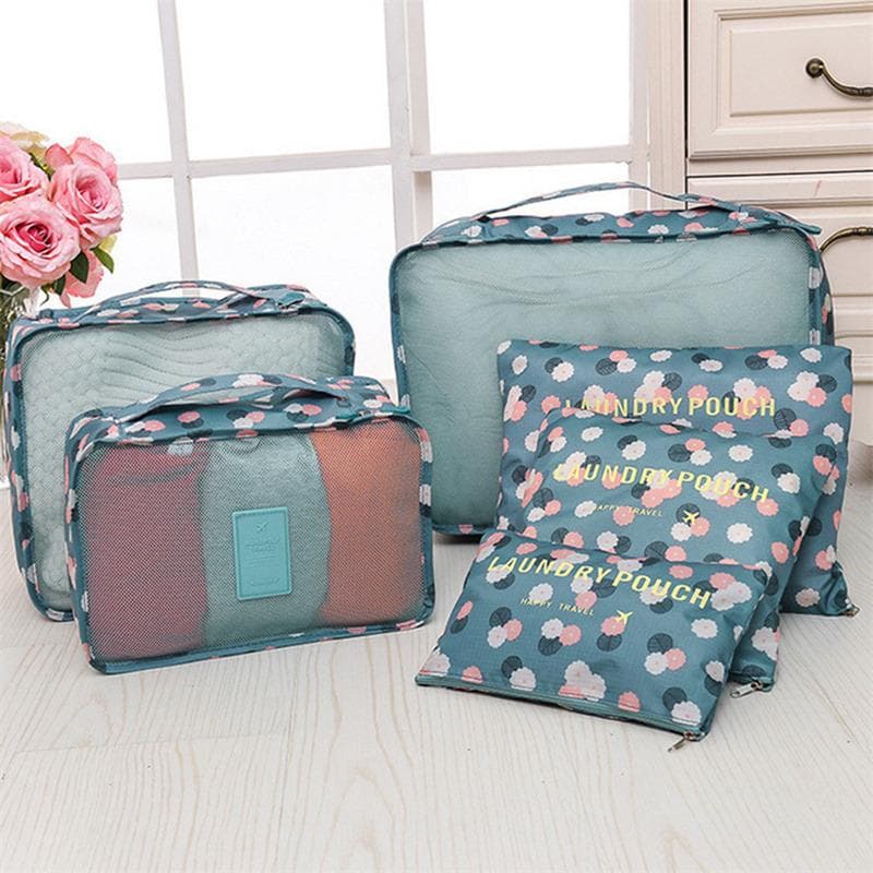 6 pçs saco de armazenamento de viagem conjunto para roupas arrumado organizador guarda-roupa mala bolsa organizador de viagem caso sapatos embalagem