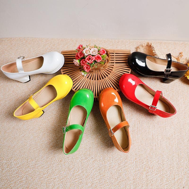 Sapatos femininos de salto alto, sapatos sociais de primavera e verão, novos, impermeáveis, com plataforma, salto grosso, cor sólida, boca rasa,