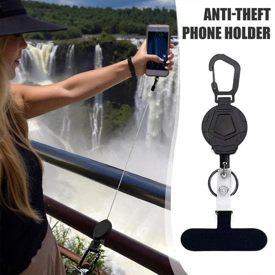 Cordão Anti-roubo para Celular Retrátil com Fio de Aço e Gancho de Metal Travável Alça de Telefone Giratória 360 Graus para Caminhada Viagem