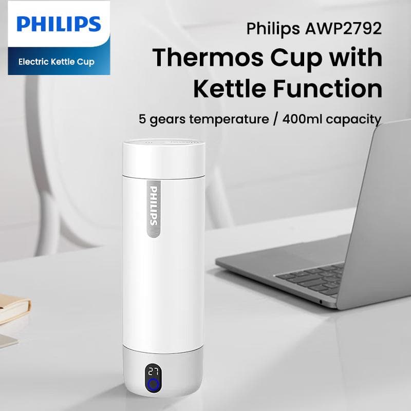 Philips GoZero AWP2792 Chaleira Elétrica Copo Térmico Copo Garrafa Isolante a Vácuo preto