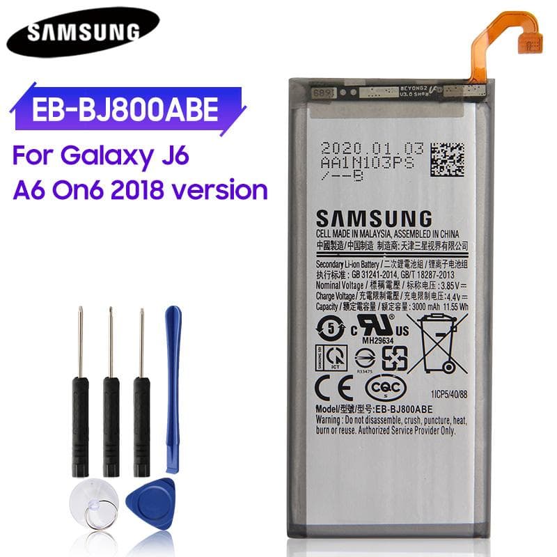 Bateria Original de Reposição EB-BJ800ABE Para Samsung Galaxy J6 A6 On6 Versão 2018 SM-A600F J600 3000mAh