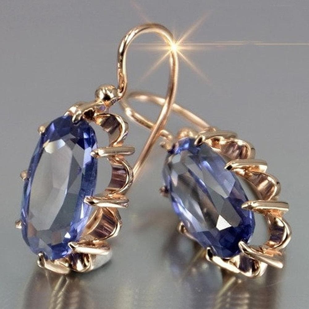 Brincos vintage dourados com zircônia, cristal azul, para mulheres, pedra cz, brincos pendentes, joias de casamento, presentes