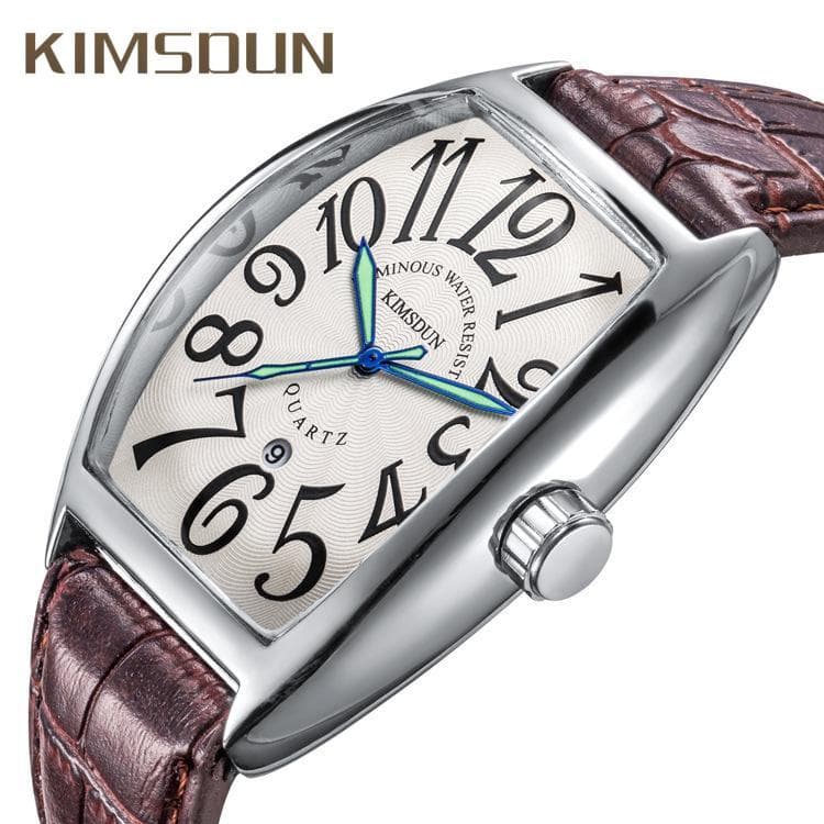 KIMSDun Relógio Masculino Marca Superior Luxo Relógio Relógio Pulseira Moda Casual Relógio Masculino Luz Noturna Barril de Vinho Quartzo Mesa
