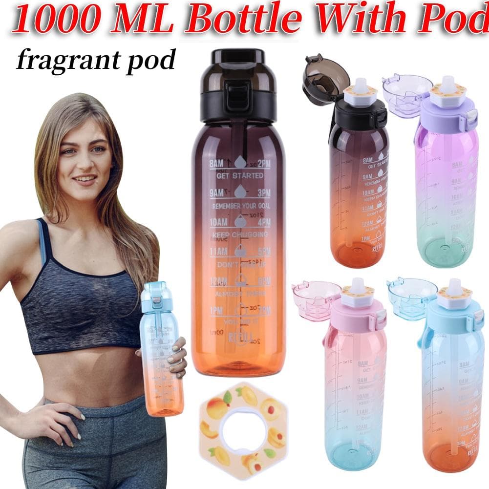 Garrafa de Água com Sabor de Ar de 1000ml Copo de Água Scent Up Garrafa de Água Esportiva Para Fitness ao Ar Livre Copo de Água da Moda Com