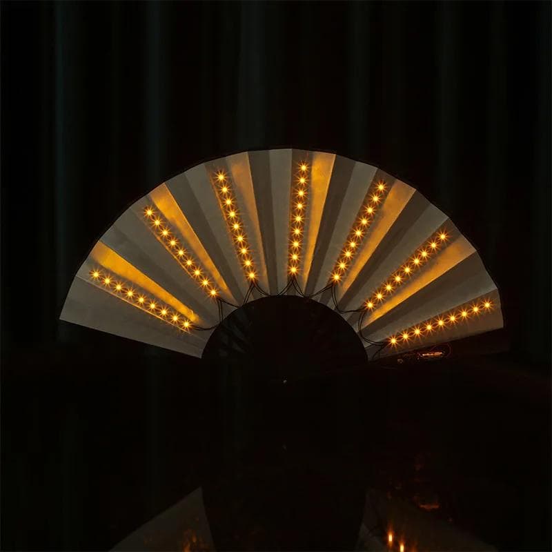 Leque dobrável de LED brilhante, ventilador de luz dançante, show noturno, Halloween, Natal, Rave, acessórios para festival, suprimentos para festa