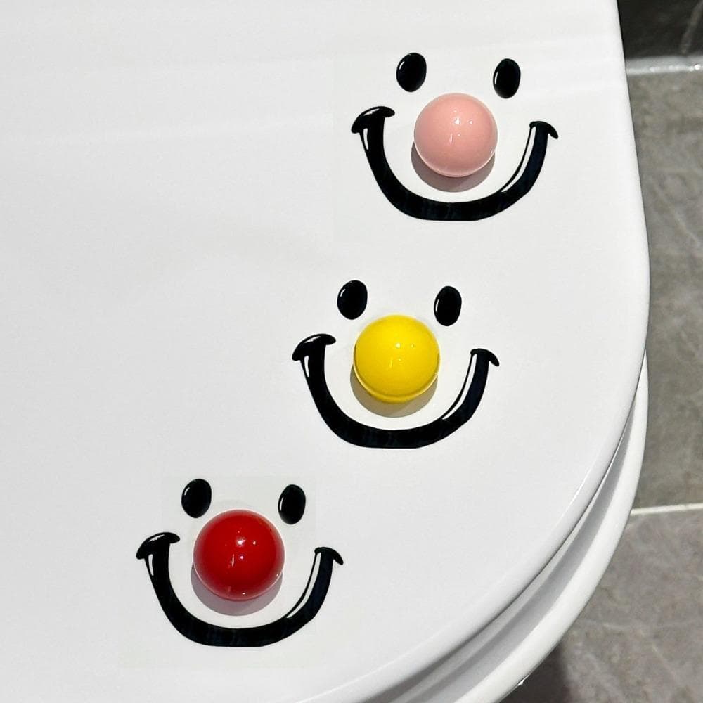 Dopamine Smile Ball Toilet Lid Lifter with Toilet Sticker Easy Grip Toilet Decoration Items Bathroom Sticker Restroom Decor