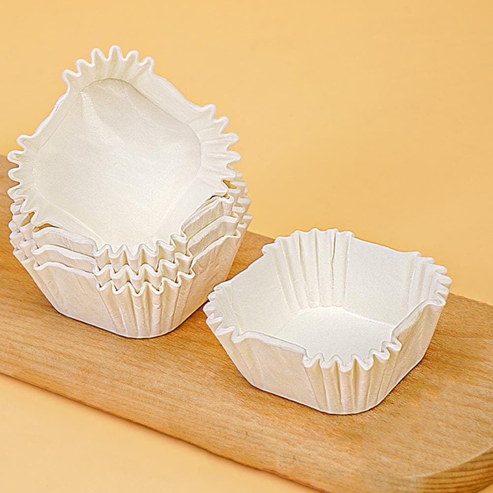 Bandeja de papel para assar bolos quadrados com 1000 peças 1000 peças (branco) Cupcake Cups Forros Casamento Muffin Sobremesa Log Polpa Suportes