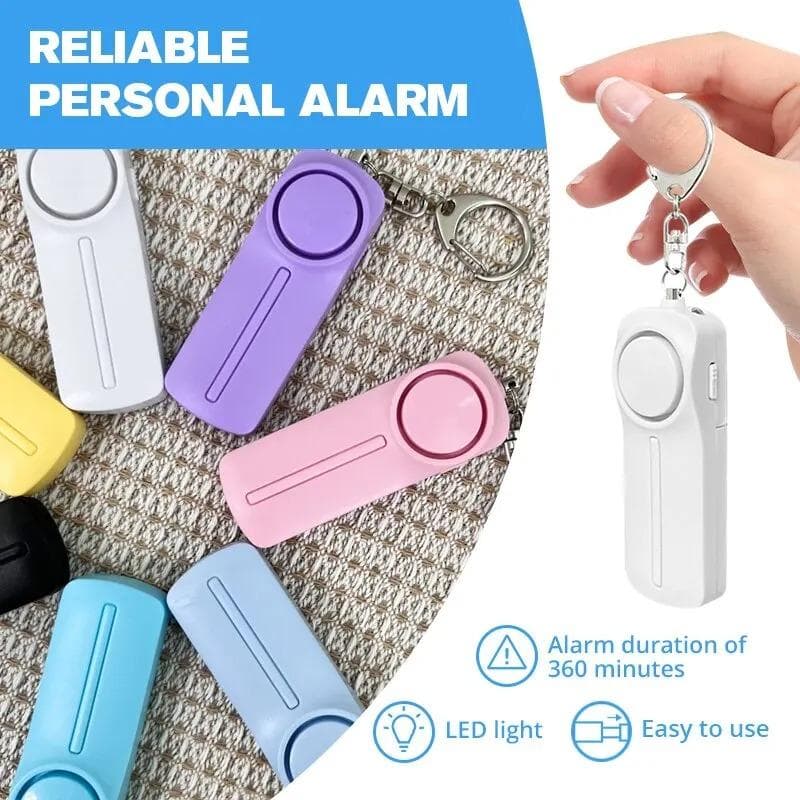 Alarme de defesa pessoal 130dB com luz LED Bateria alimentada por autodefesa Alarme de segurança para mulheres Chaveiro Emergência Anti-Ataque preto