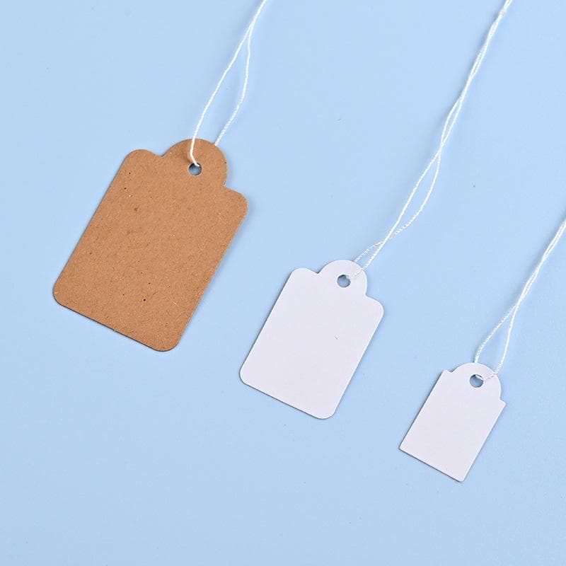 100Pcs Etiquetas de preço brancas Hangtags Exibição de roupas Etiquetas de mercadorias para joias Papel Kraft
