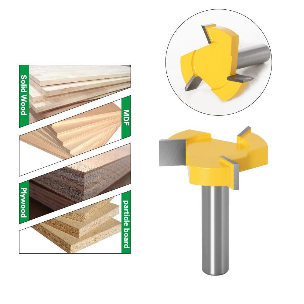 Brocas de Tupia para Desbaste de Superfície 12mm Haste 3-Facas Broca de Tupia para Aplanar Placas Broca para Plainar Madeira