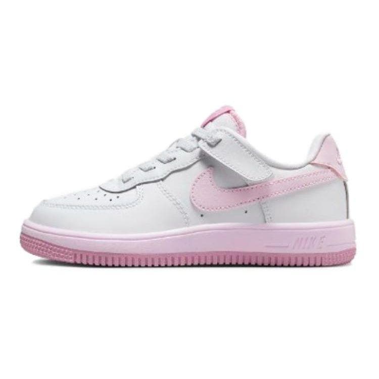Tênis Infantil Nike Force 1 Low EasyOn PS Branco Rosa Espuma Rosa Elementar FN0237-100 cm