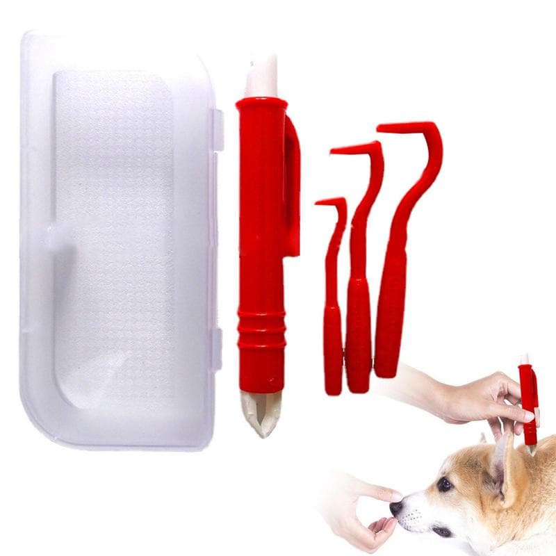 Removedor de Carrapatos para Cães 4 Peças Pinças Gancho Pente Kit Removedor de Pulgas Suprimentos para Piolhos para Animal de Estimação Cão Gato