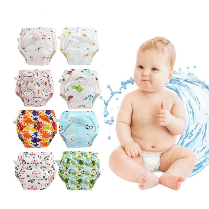 Fralda reutilizável de bebê respirável impressa com desenhos animados de 5 peças para calças de treinamento de shorts de fralda de quarto cm