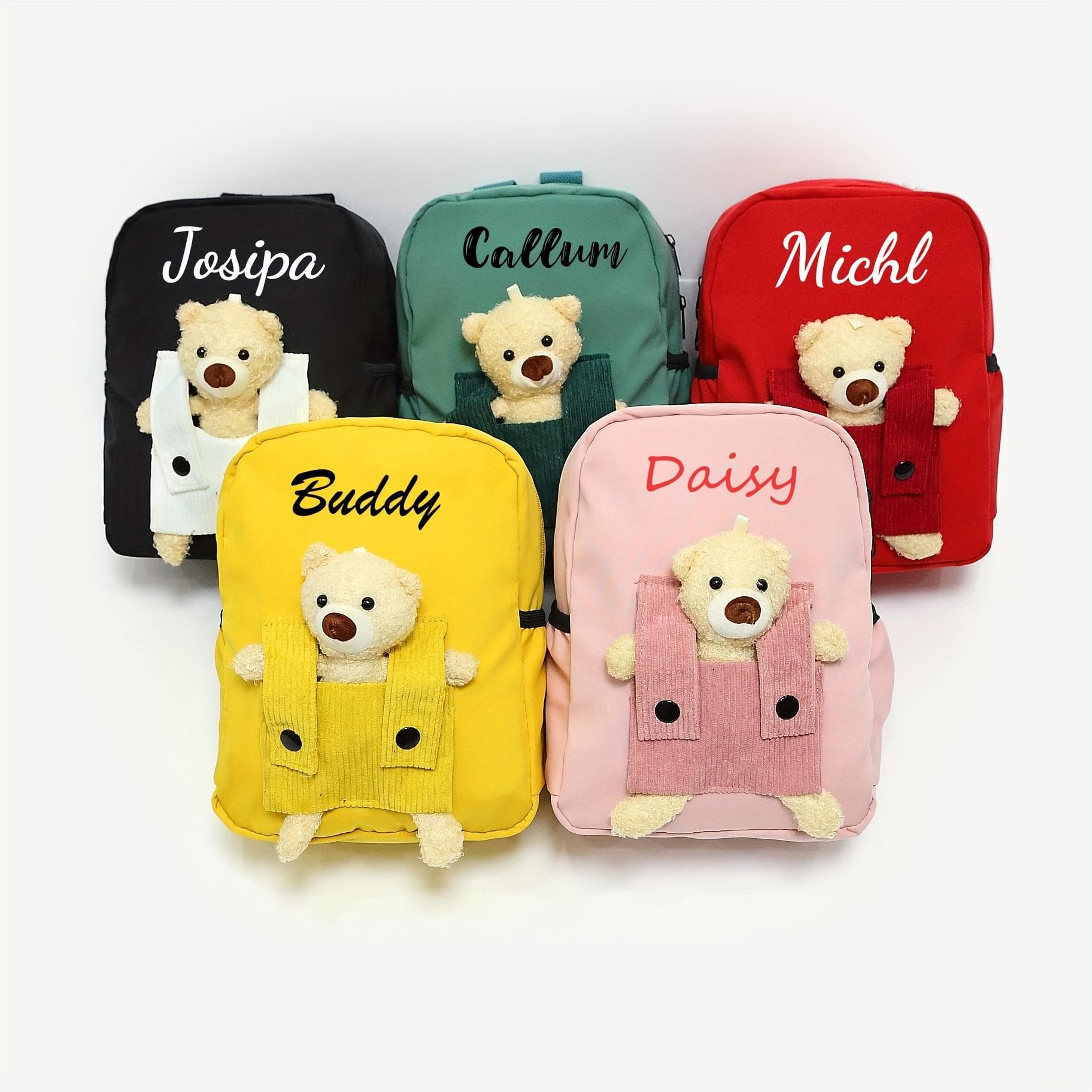 Personalized Plush Bear Backpack Cute Teddy Style with Name Embroidery Multiple Colors Available for Girls and Boys School Bags cor-de-rosa