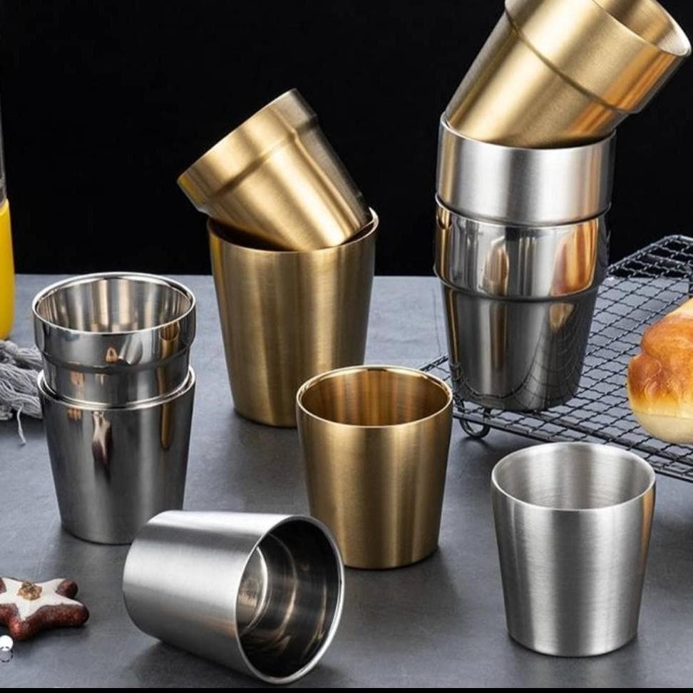 1 pçs 200ml/ 300ml coreano fosco aço inoxidável dupla camada copo isolado copo de água cerveja café bebida copos ouro prata canecas drinkware