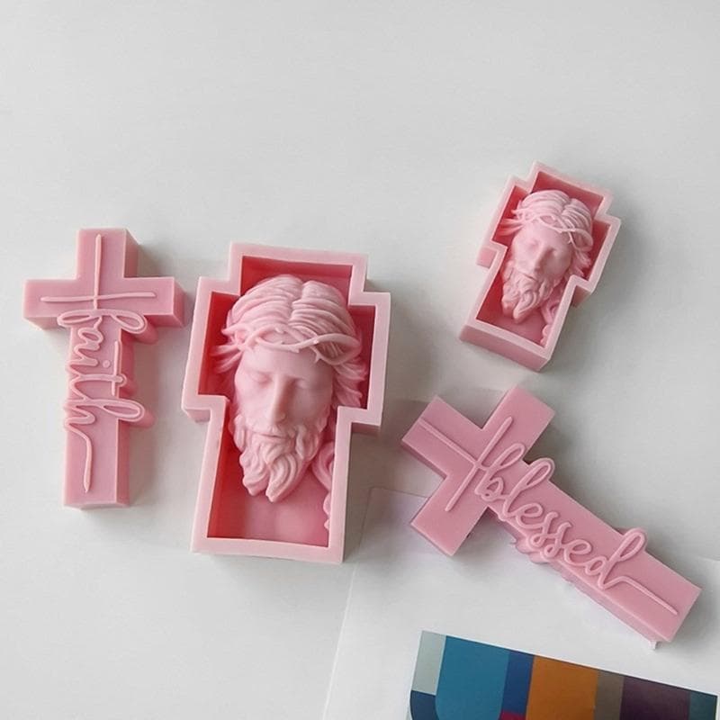 Cruzes Escultura Vela Molde de Silicone Retrato Humano Abstrato Vela Perfumada Gesso Molde de Resina Artesanal Decorações
