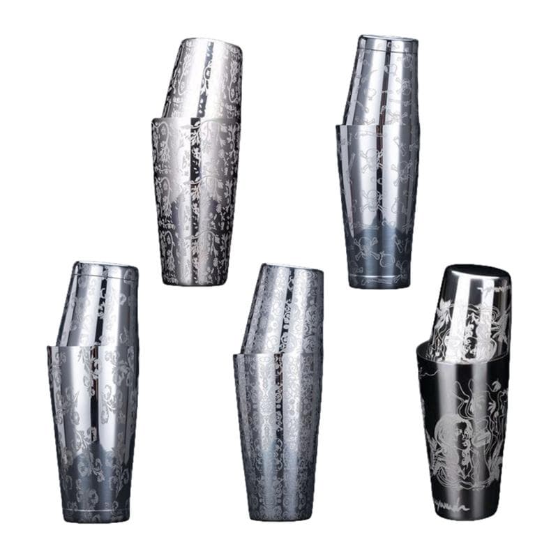 Conjunto de Coqueteleira para Bartenders com Acabamento Espelhado e Pegada Ergonômica para Misturar Bebidas Aço Inoxidável Gravado Mixer de