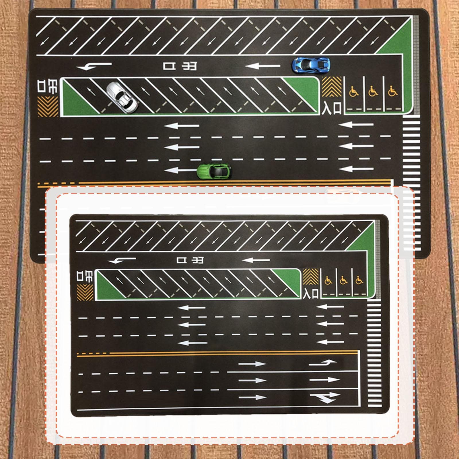 1/64 Parking Lot Mat Desk Pad, Nonslip Rolled up 80cmx50cm Mini Car Garage Scene with