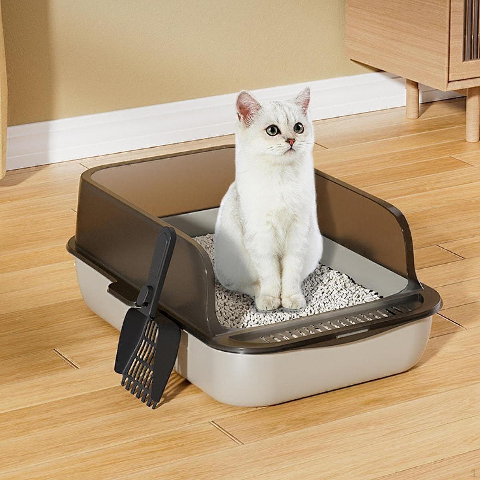 Caixa de Areia para Gatos Bandeja Peneiradora Penico Lados Altos Banheiro para Gatinhos Suprimentos para Animais de Estimação Caixa de Areia U
