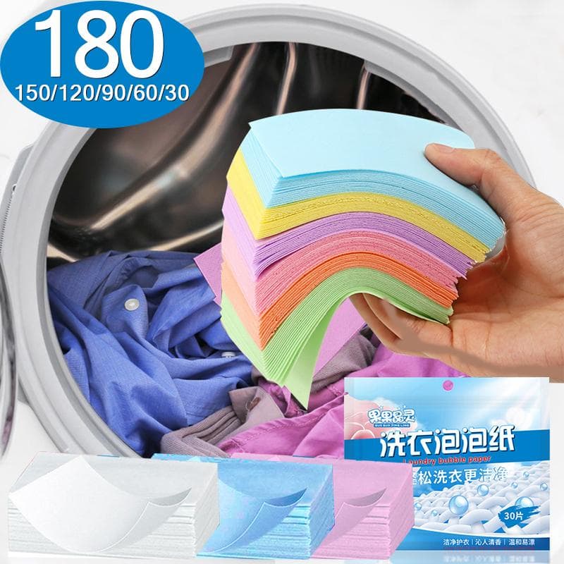 180/150/120/90/60/30PCS Folhas de detergente para a roupa Fácil dissolução Comprimidos para roupa Detergente forte para limpeza profunda Sabão